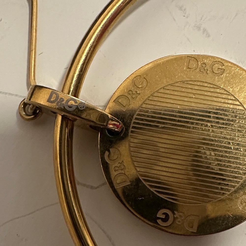 Dolce & Gabbana Gold Double Hoop Medallion Earrings - Picture 5 of 5